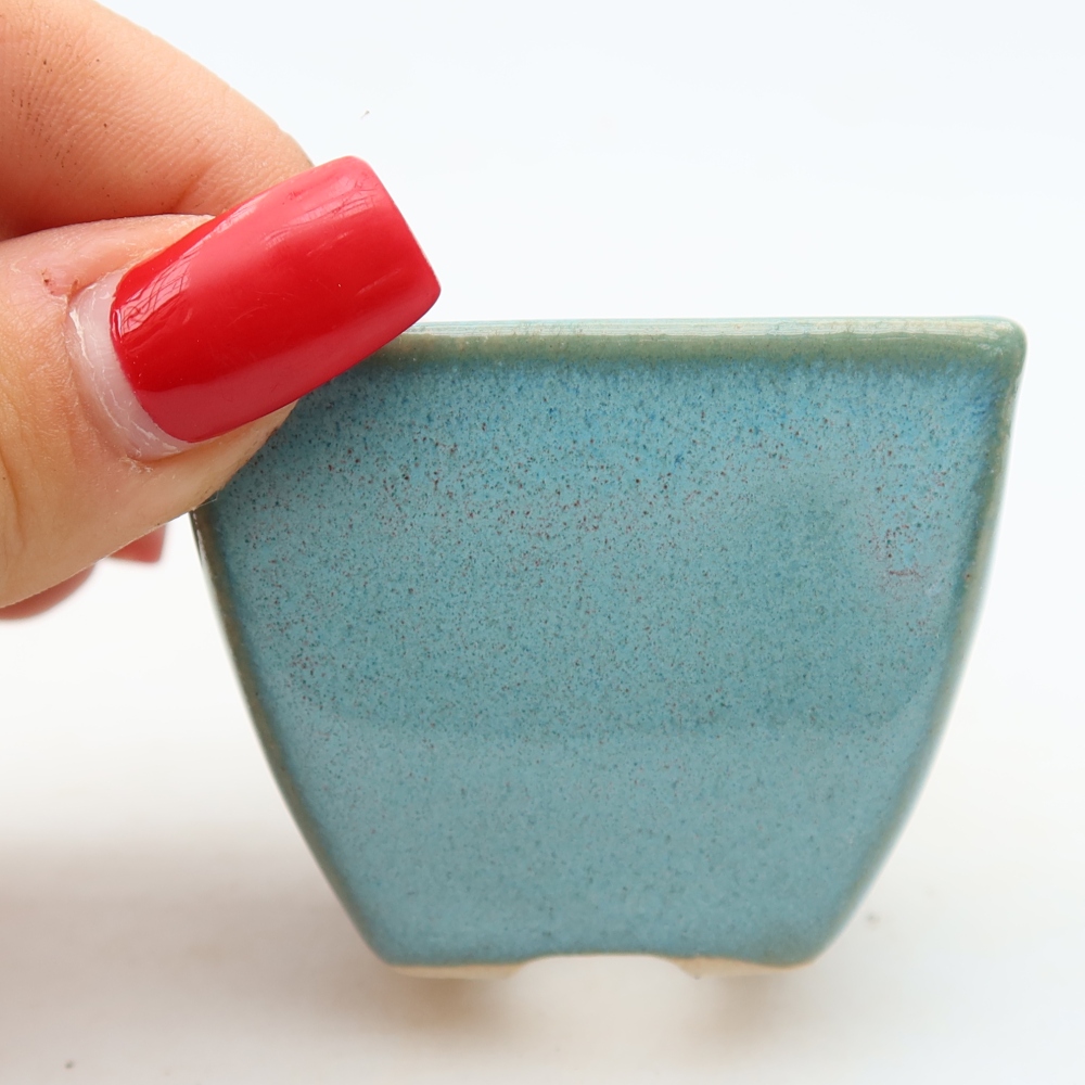 Ceramic bonsai pot, 5.5 x 5.5 x 4.5 cm, blue