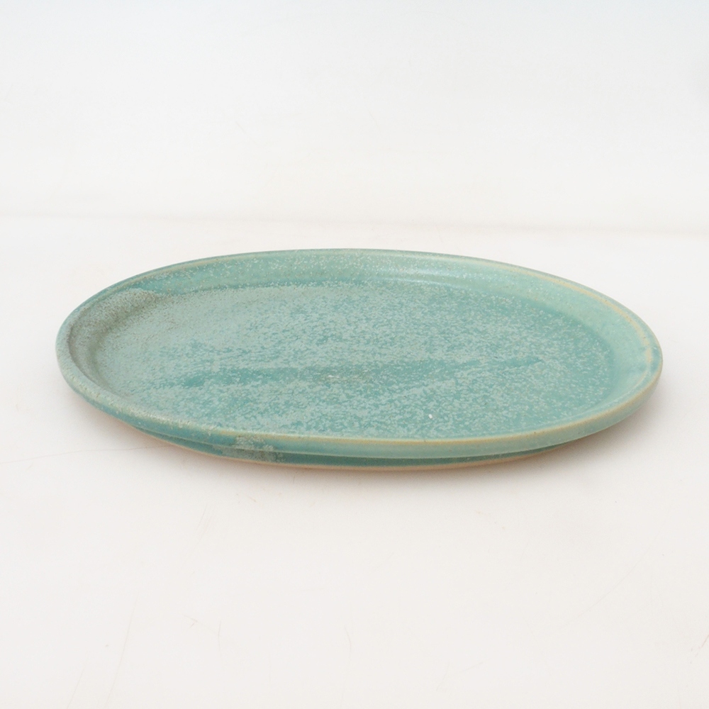 Bonsai bowl oval M - 22.5 x 18 x 1.5 cm - green