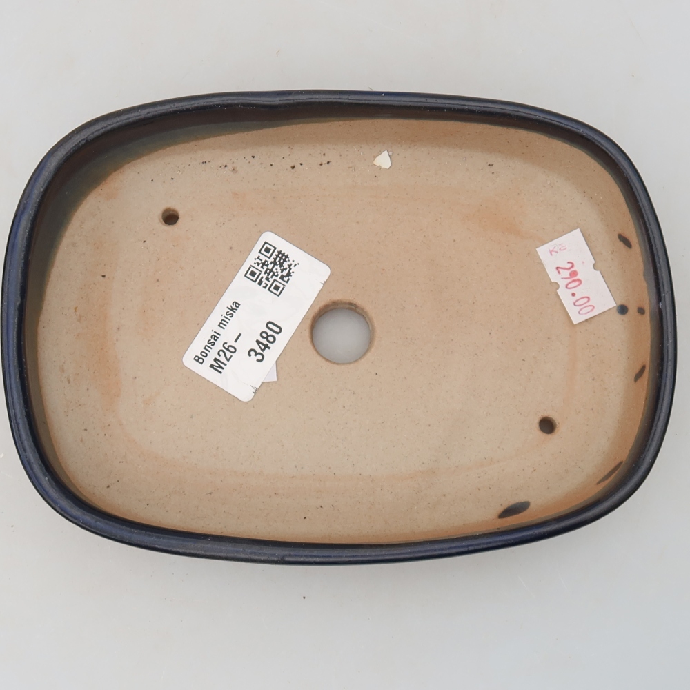 Ceramic bonsai pot, 16 x 11 x 3.5 cm, blue
