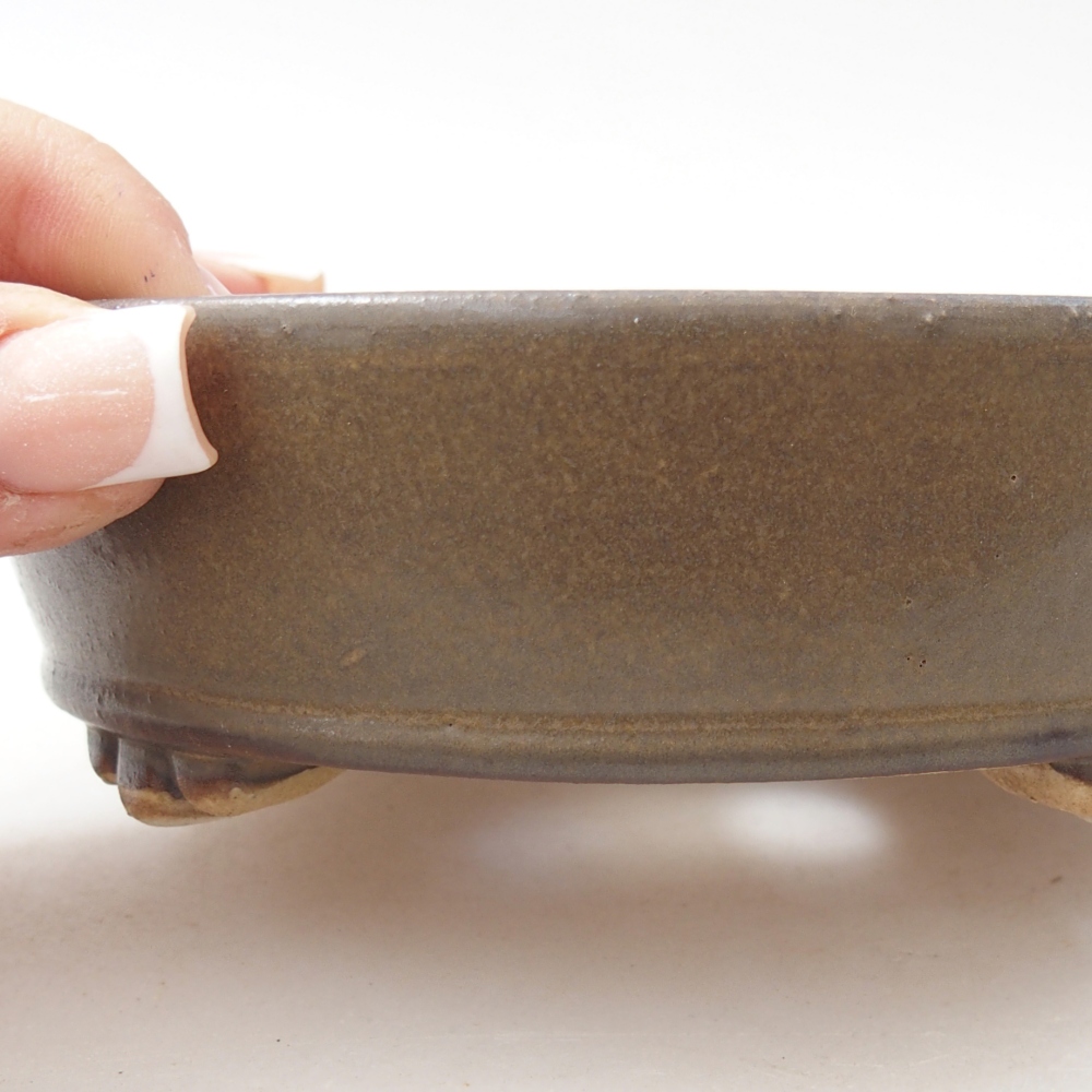 Ceramic bonsai bowl 13,5 x 13,5 x 4 cm, brown