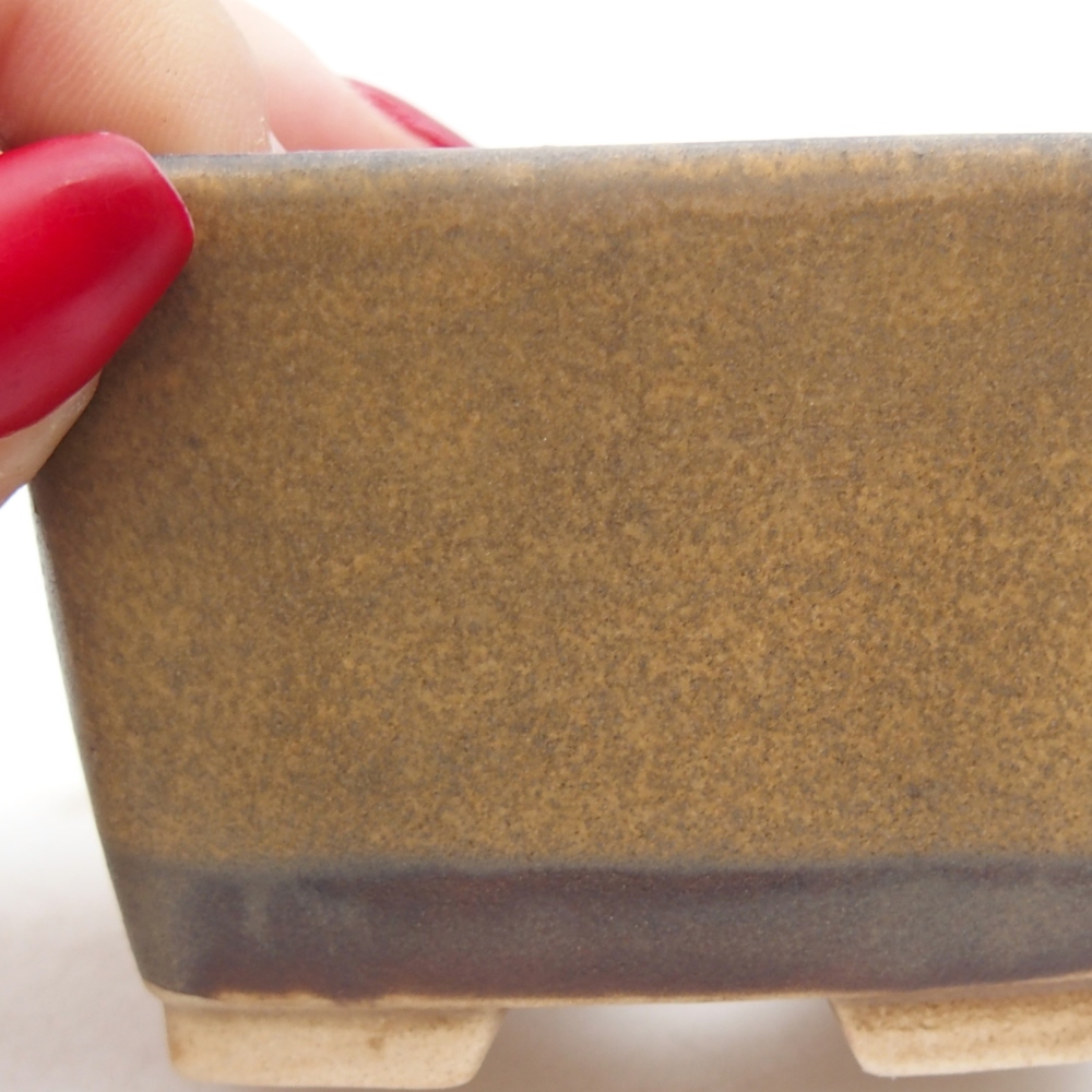 Ceramic bonsai pot, 6 x 6 x 4.5 cm, brown