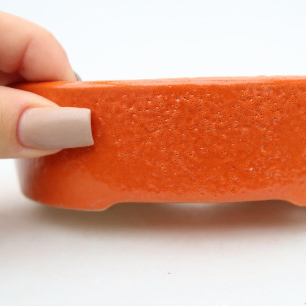 Ceramic bonsai pot, 13 x 10 x 3.5 cm, orange