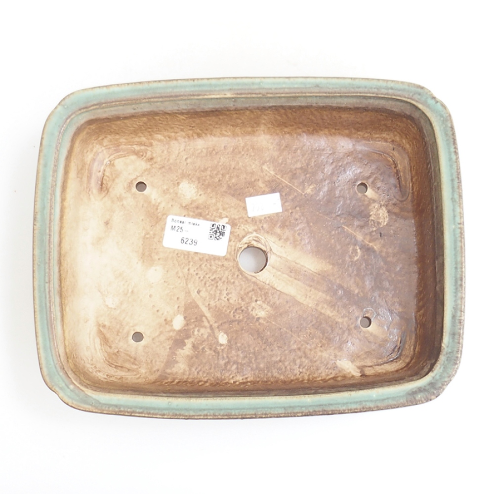 Ceramic bonsai bowl 24,5 x 19 x 7 cm, green