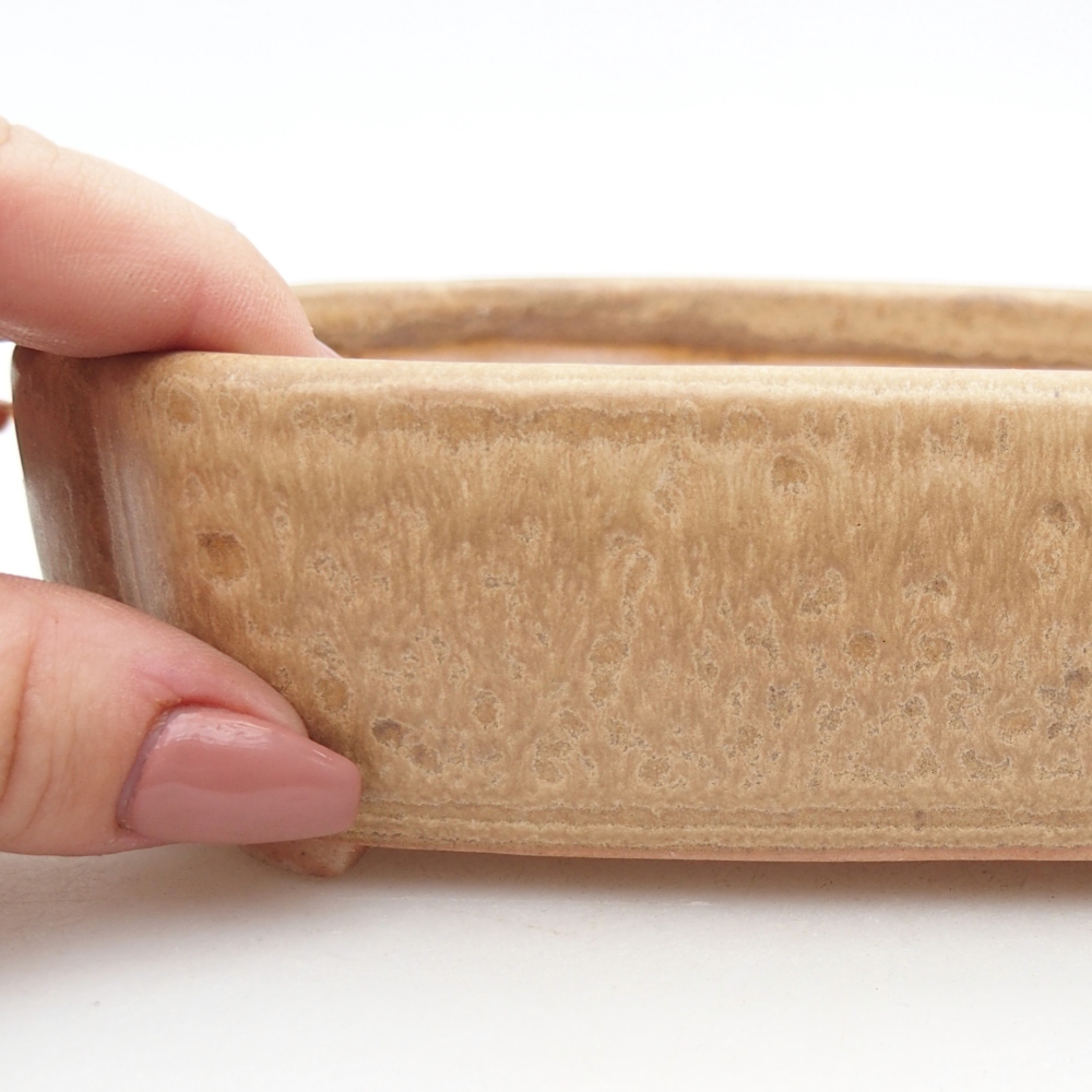 Ceramic bonsai bowl 15,5 x 11,5 x 4 cm, colour beige