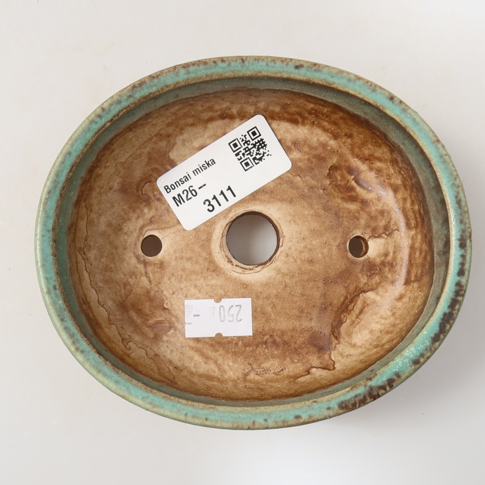 Ceramic bonsai pot, 12 x 10.5 x 4 cm, green