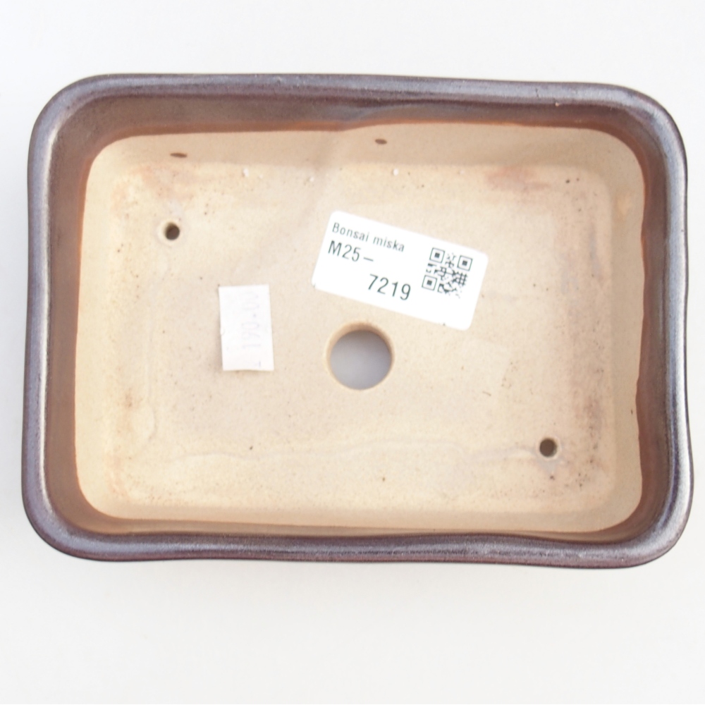 Ceramic bonsai bowl 14,5 x 10,5 x 4,5 cm, metal colour