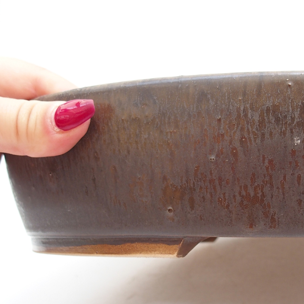 Ceramic bonsai bowl 32 x 28 x 6,5 cm, color brown