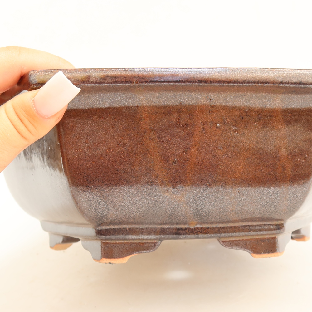 Ceramic bonsai pot, 28 x 24.5 x 9 cm, burgundy