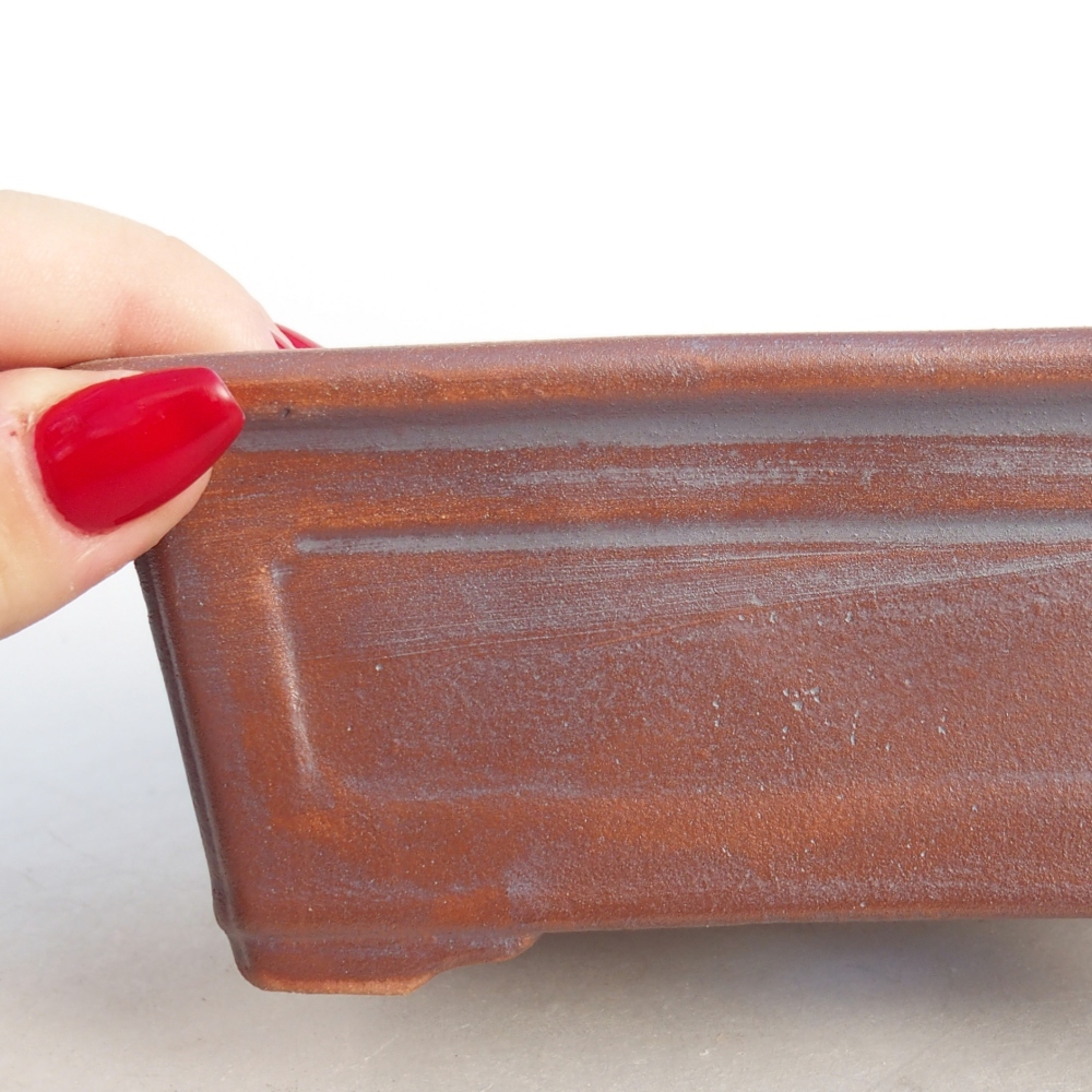 Ceramic bonsai bowl 13,5 x 10 x 5,5 cm, metal colour