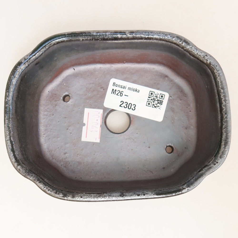 Ceramic bonsai pot, 12.5 x 10 x 4.5 cm, metallic color