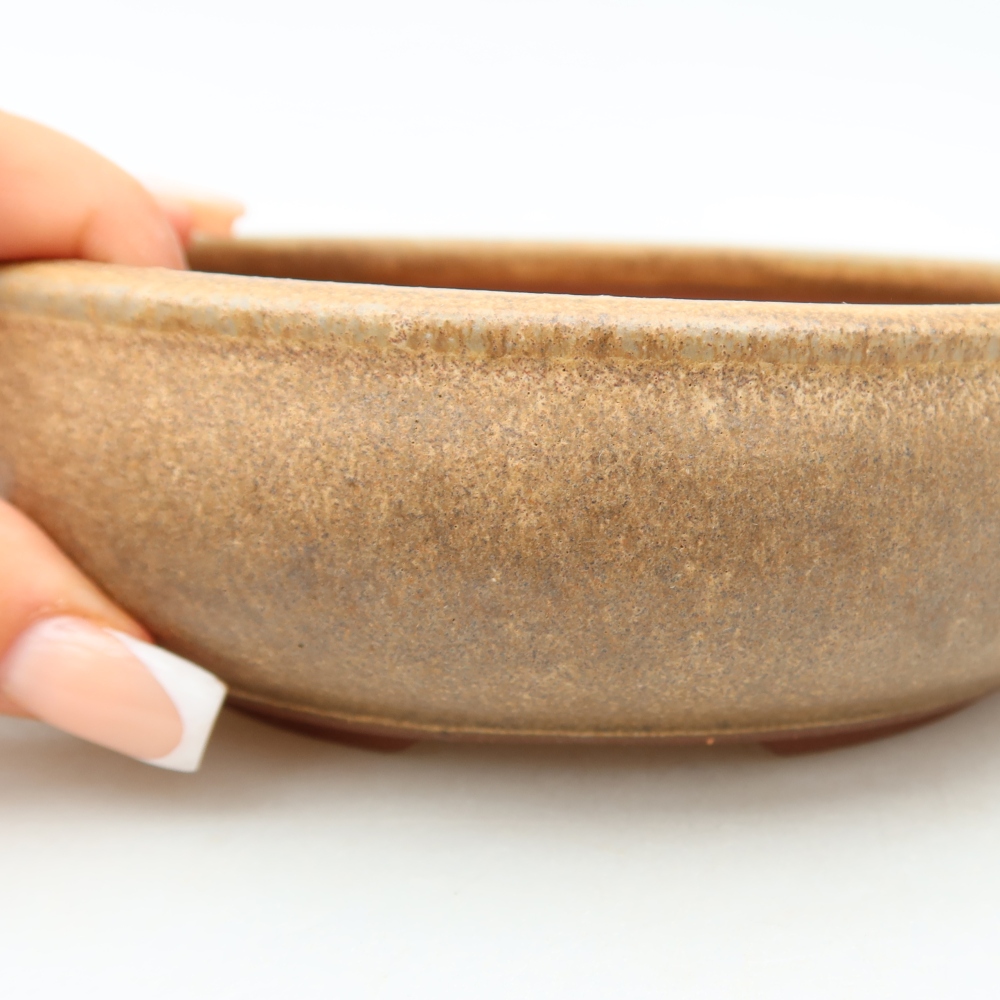 Ceramic bonsai pot, 16 x 16 x 5.5 cm, brown