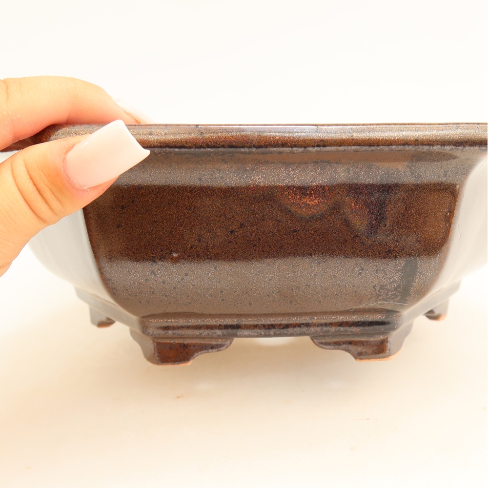 Ceramic bonsai pot, 24 x 21.5 x 7.5 cm, brown
