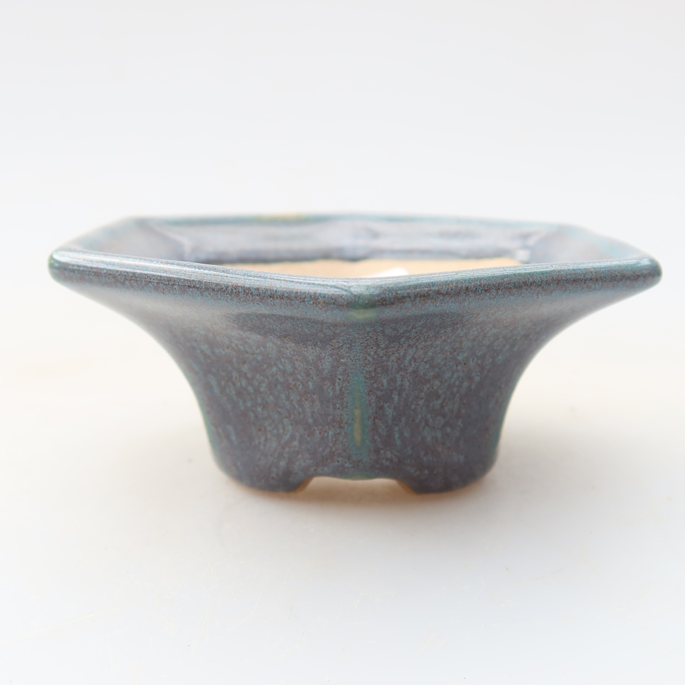 Ceramic bonsai pot, 8 x 7 x 3.5 cm, gray