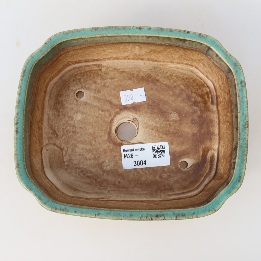 Ceramic bonsai pot, 17.5 x 14.5 x 5 cm, green
