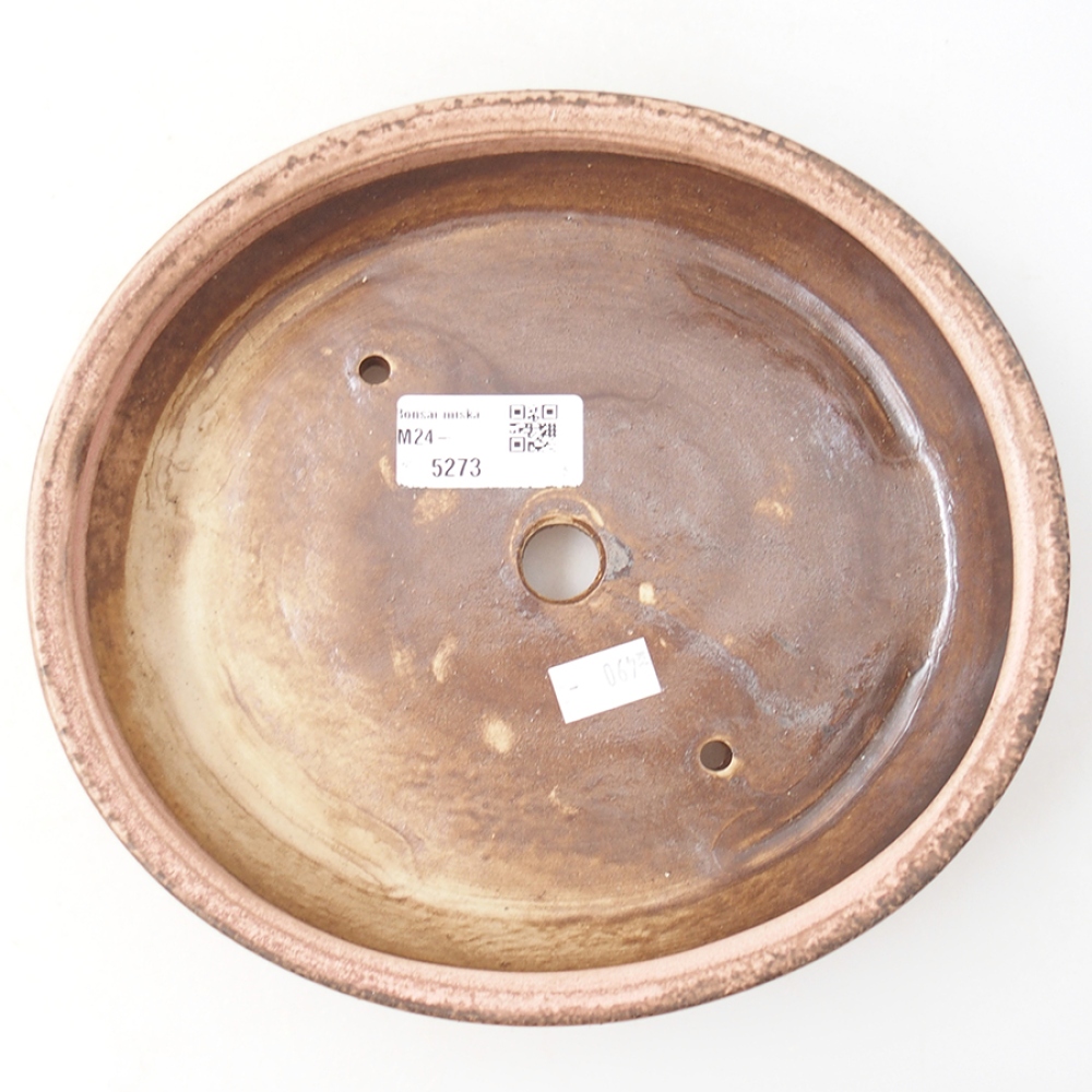 Ceramic bonsai bowl 20,5 x 18,5 x 4,5  cm, color pink