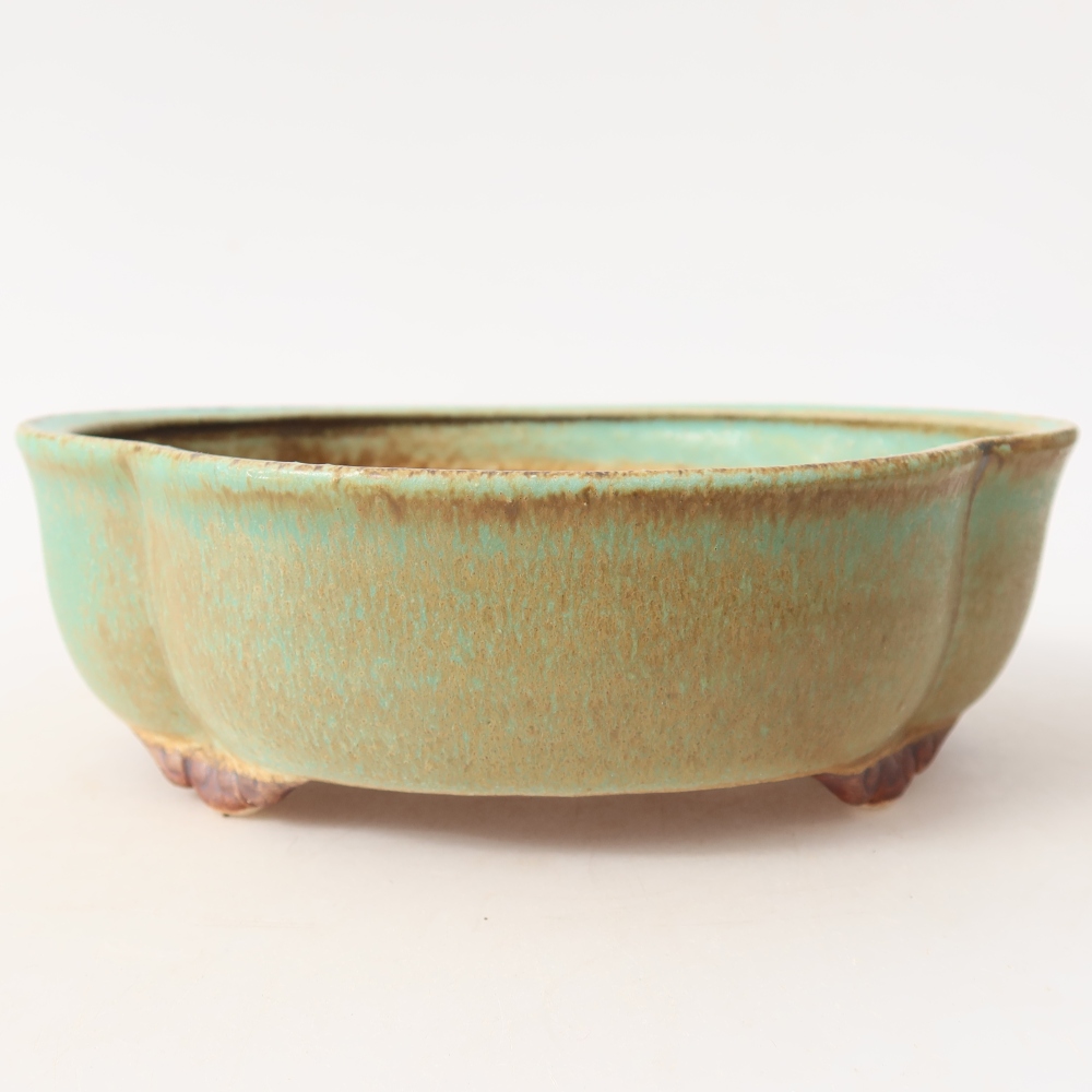 Ceramic bonsai bowl 17 x 15,5 x 5,5 cm, green