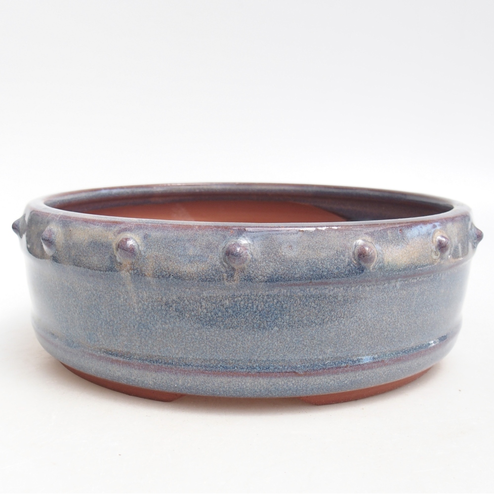 Ceramic bonsai bowl 19,5 x 19,5 x 6,5 cm, colour blue