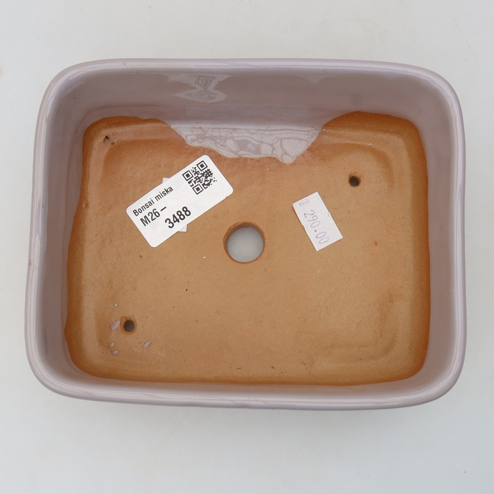 Ceramic bonsai pot, 15 x 12.5 x 4.5 cm, purple