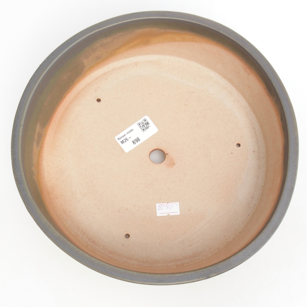 Ceramic bonsai bowl 24,5 x 24,5 x 7,5 cm, green-grey