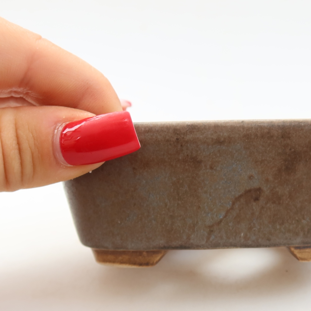 Ceramic bonsai pot, 10 x 8.5 x 4 cm, blue