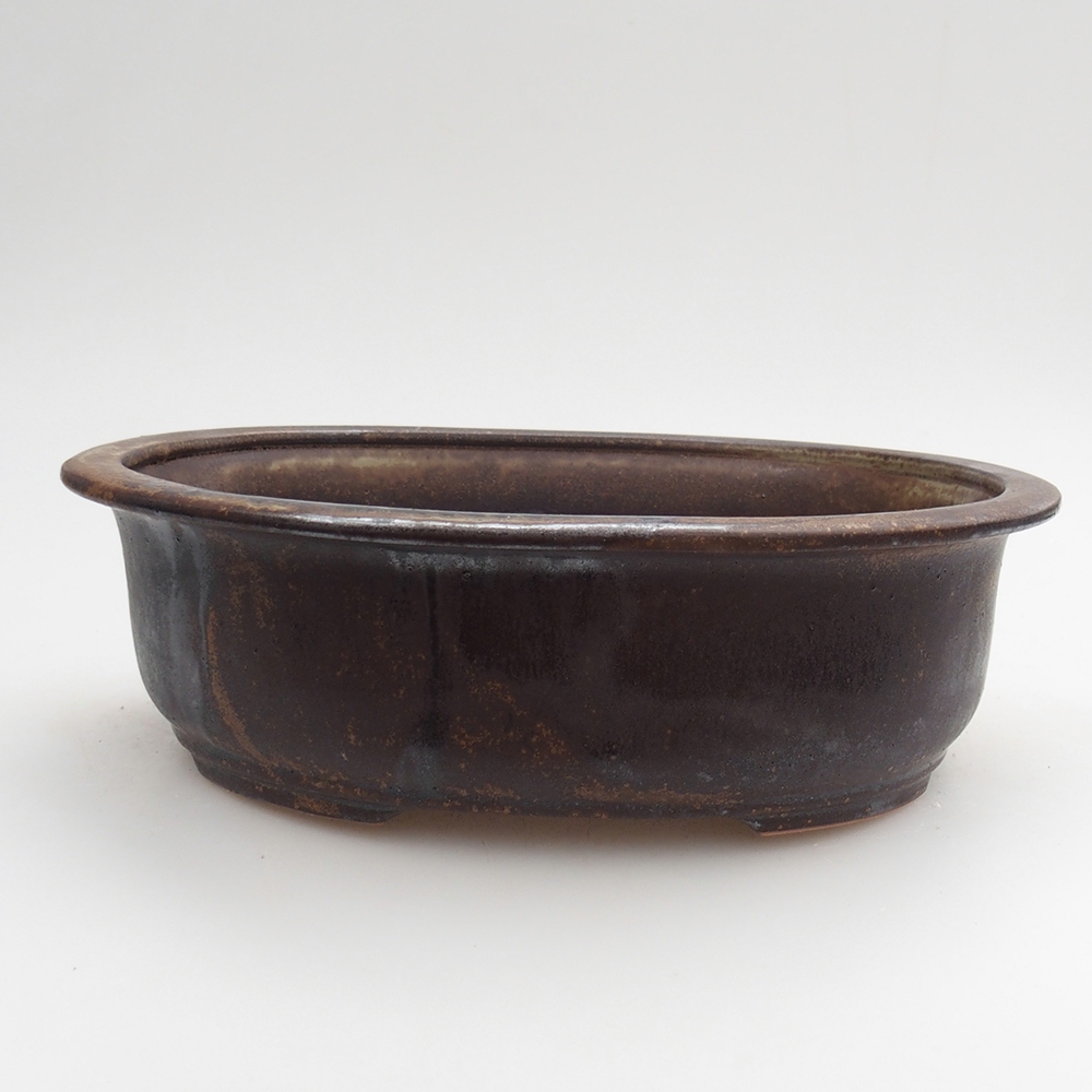 Ceramic bonsai bowl 23 x 19 x 7 cm, metal colour