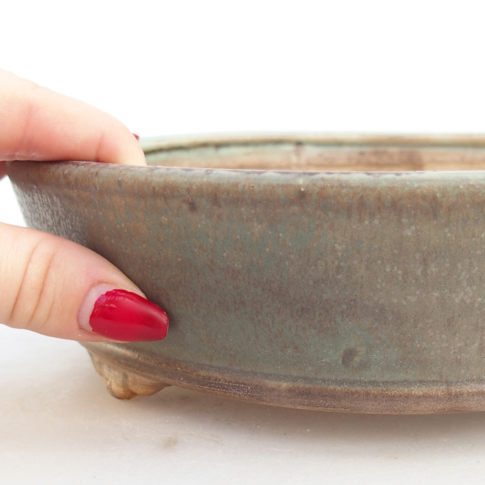 Ceramic bonsai bowl 21,5 x 21,5 x 6 cm, green