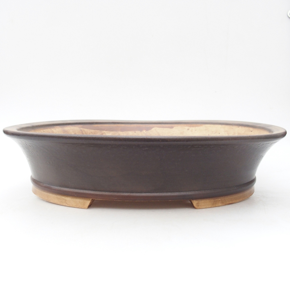 Ceramic bonsai bowl 32,5 x 29 x 7 cm, brown