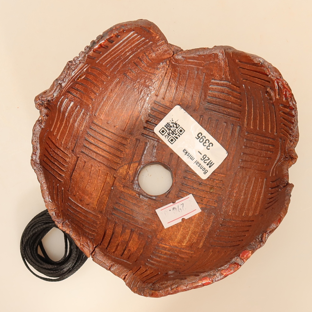 Ceramic Kokedama Pot, 12.5 x 12 x 7.5 cm, brown