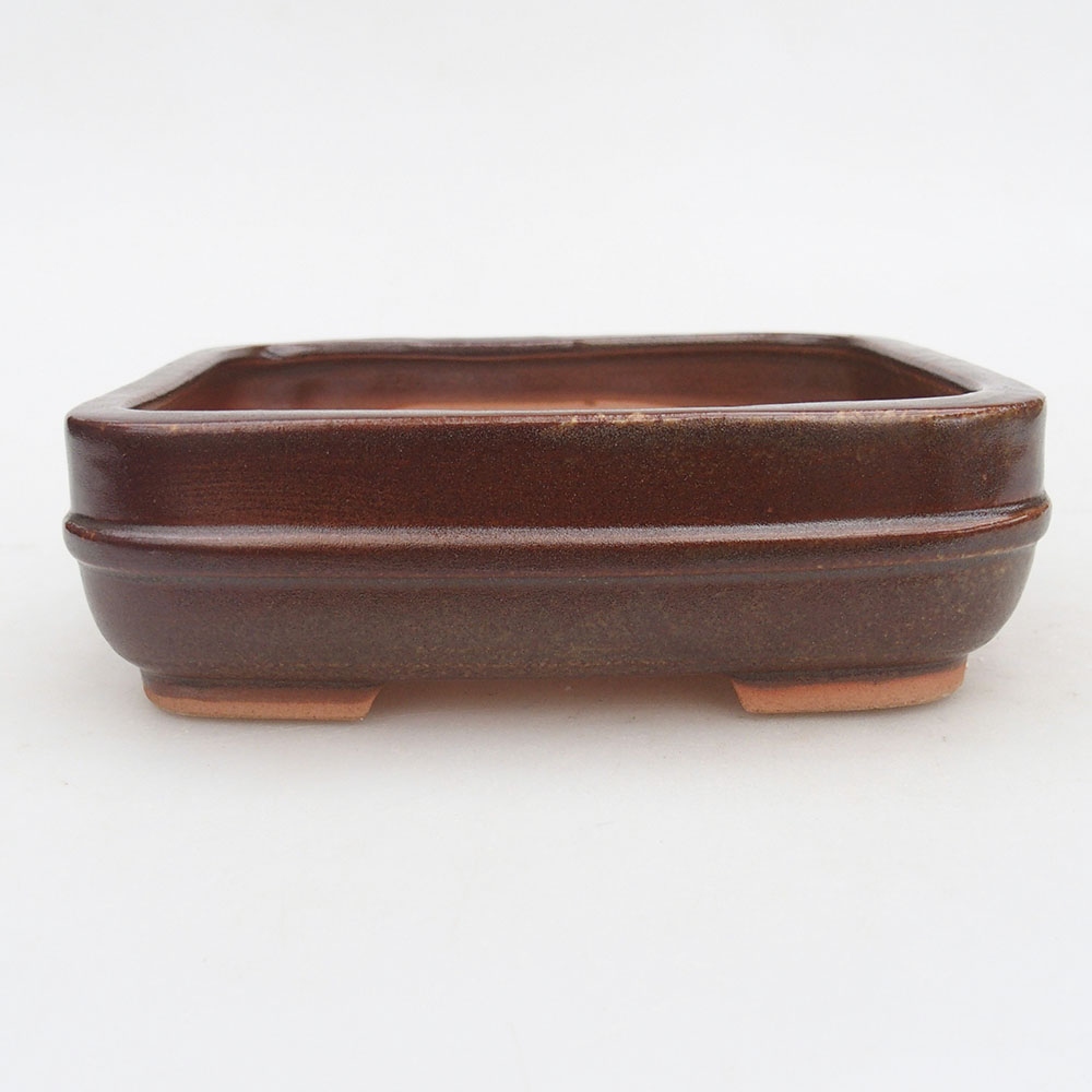 Ceramic bonsai bowl 14,5 x 12,5 x 4,5 cm, brown