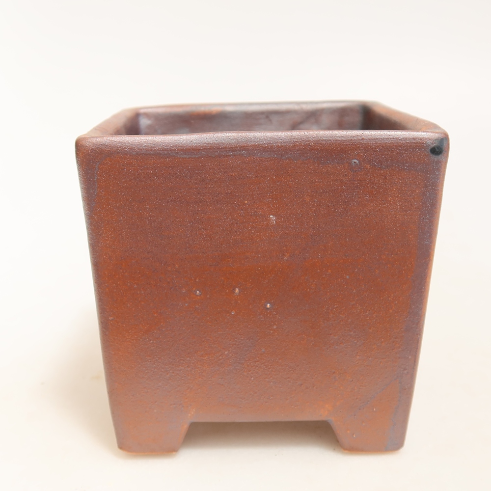 Ceramic bonsai pot, 9 x 9 x 8.5 cm, metallic color
