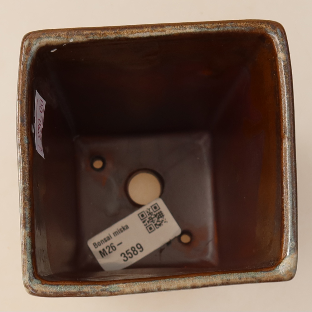 Ceramic bonsai bowl 9 x 9 x 12,5 cm, brown
