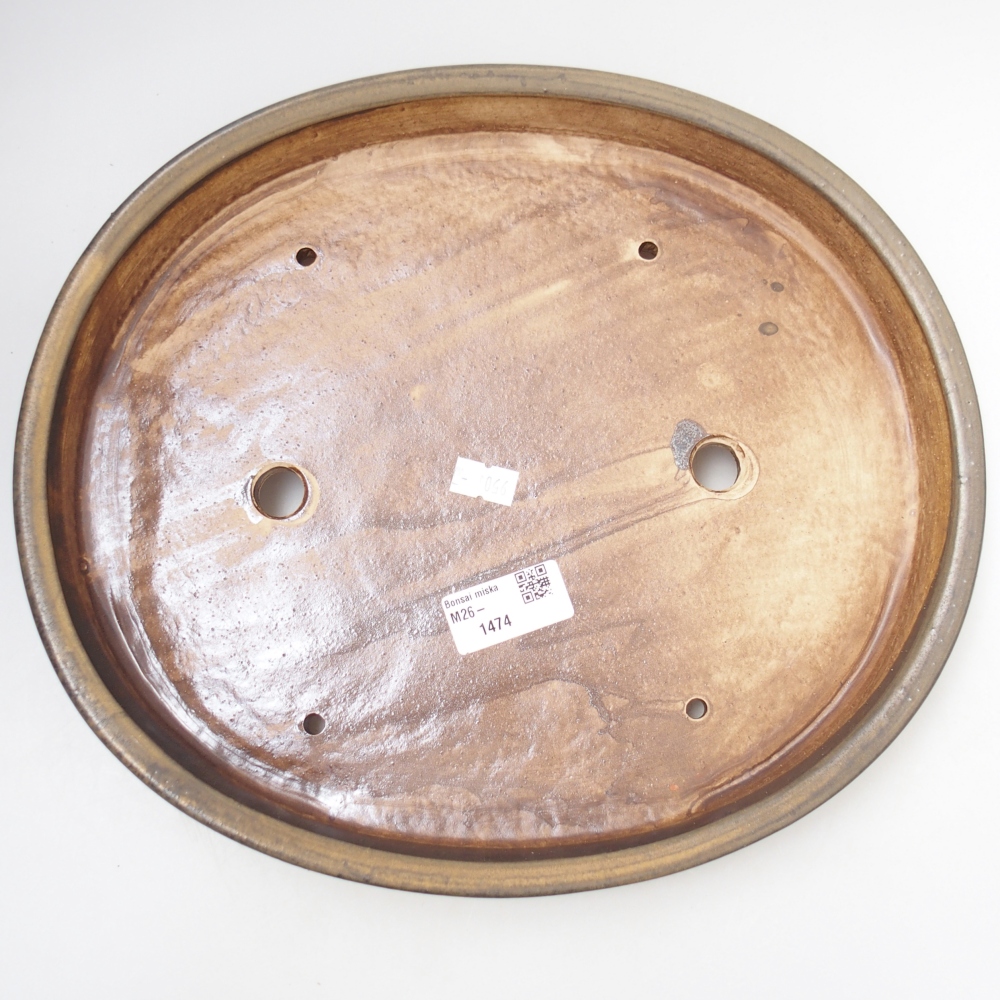 Ceramic bonsai bowl 30 x 26,5 x 4 cm, brown