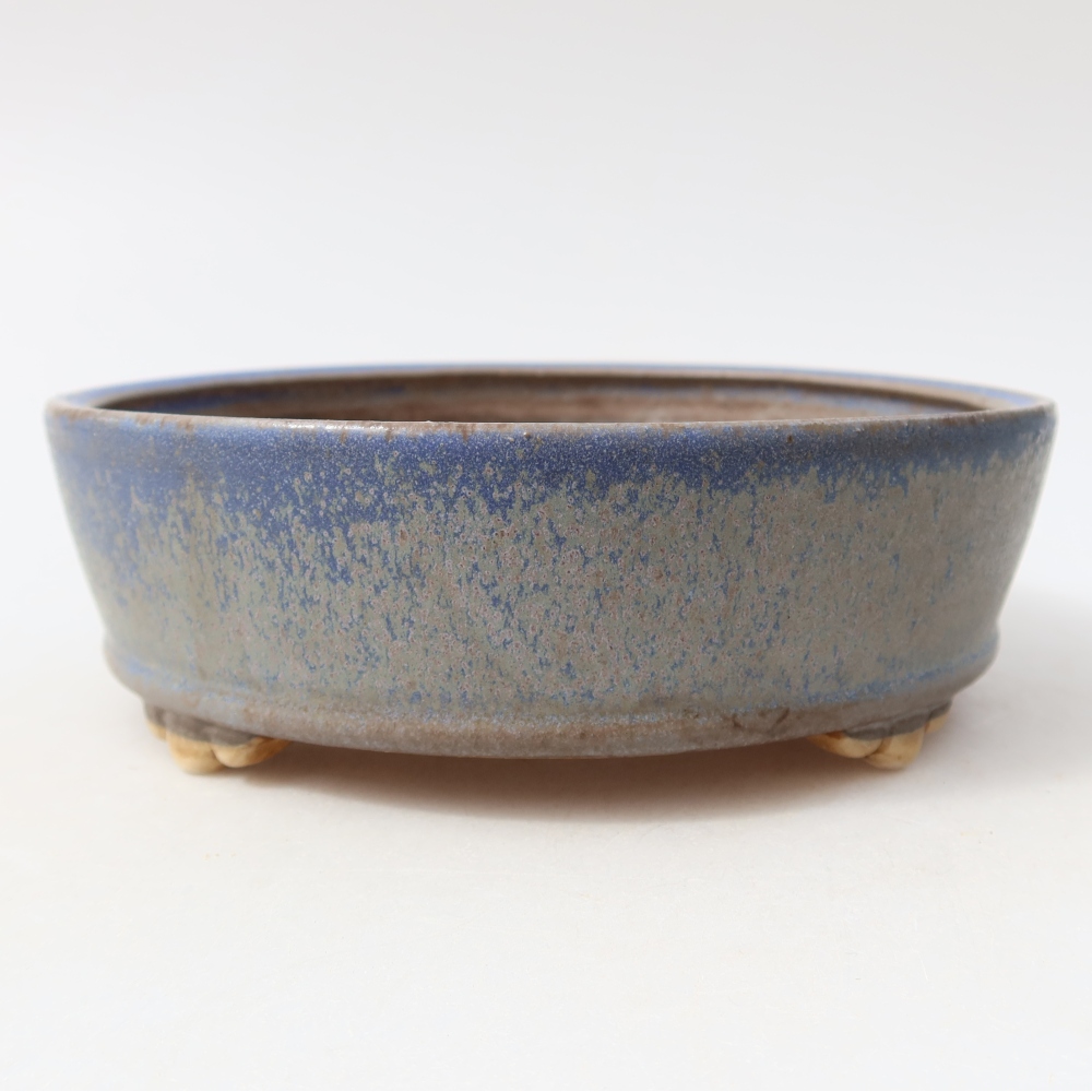 Ceramic bonsai pot, 15.5 x 15.5 x 5 cm, blue