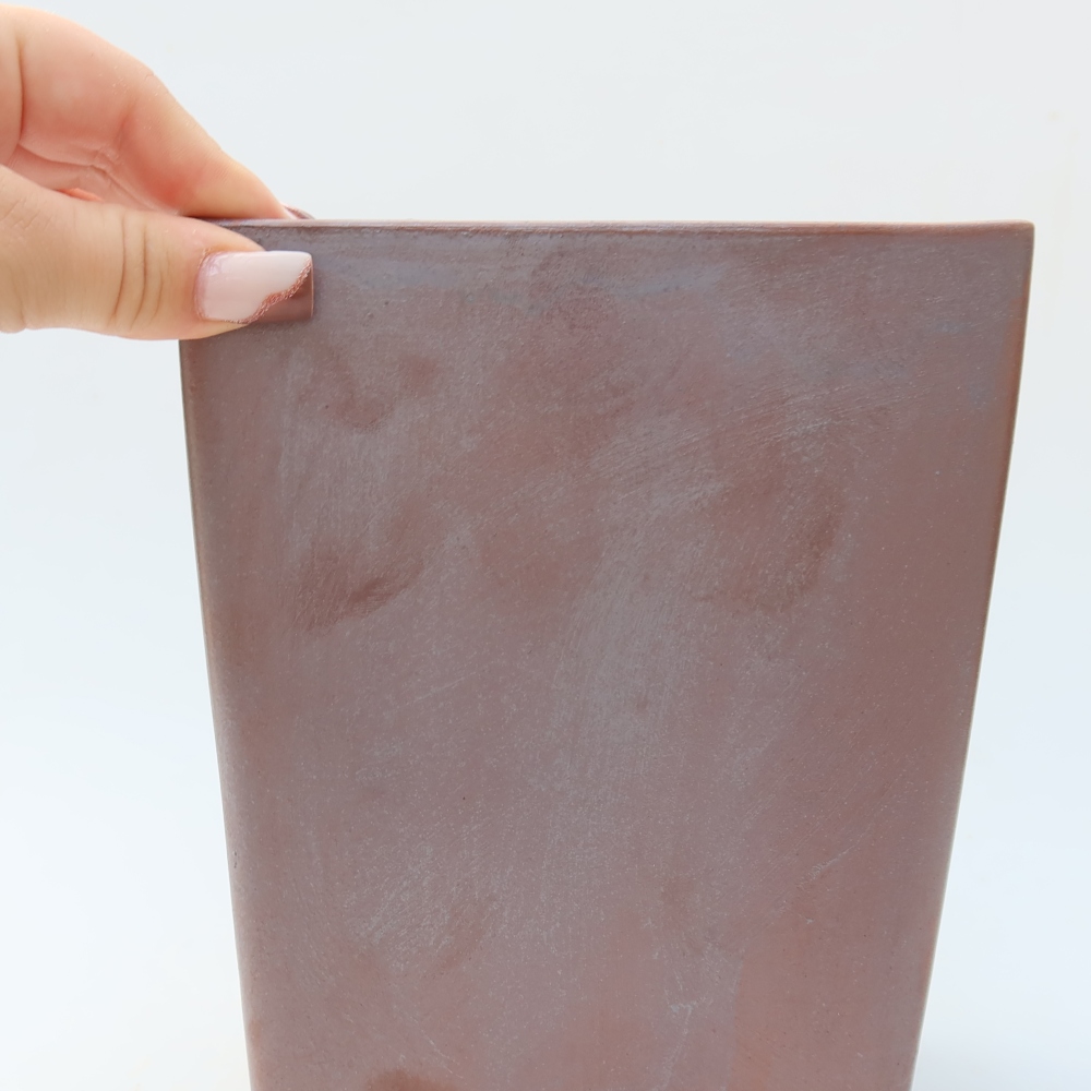 Ceramic bonsai bowl 15 x 15 x 19,5 cm, metal colour