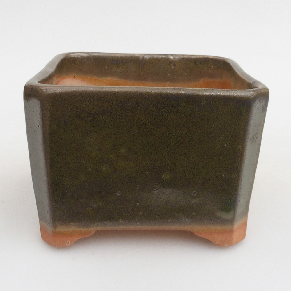 Ceramic bonsai bowl 9,5 x 9,5 x 7 cm, color green