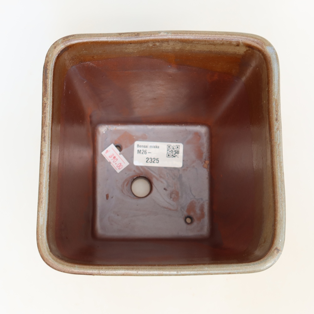 Ceramic bonsai bowl 14 x 14 x 15 cm, brown
