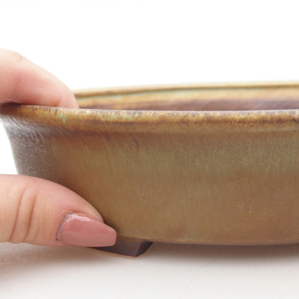 Ceramic bonsai bowl 21 x 19 x 8 cm, green