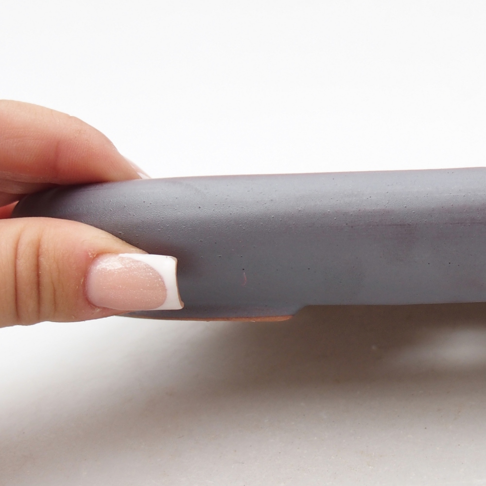 Ceramic bonsai bowl 22,5 x 16,5 x 3 cm, metal colour