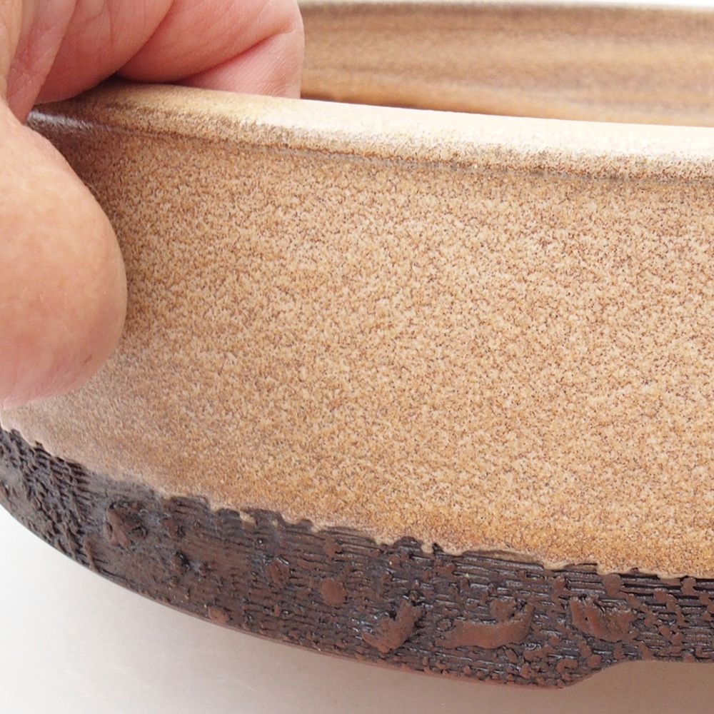 Ceramic bonsai bowl 24,5 x 24,5 x 6,5 cm, color beige