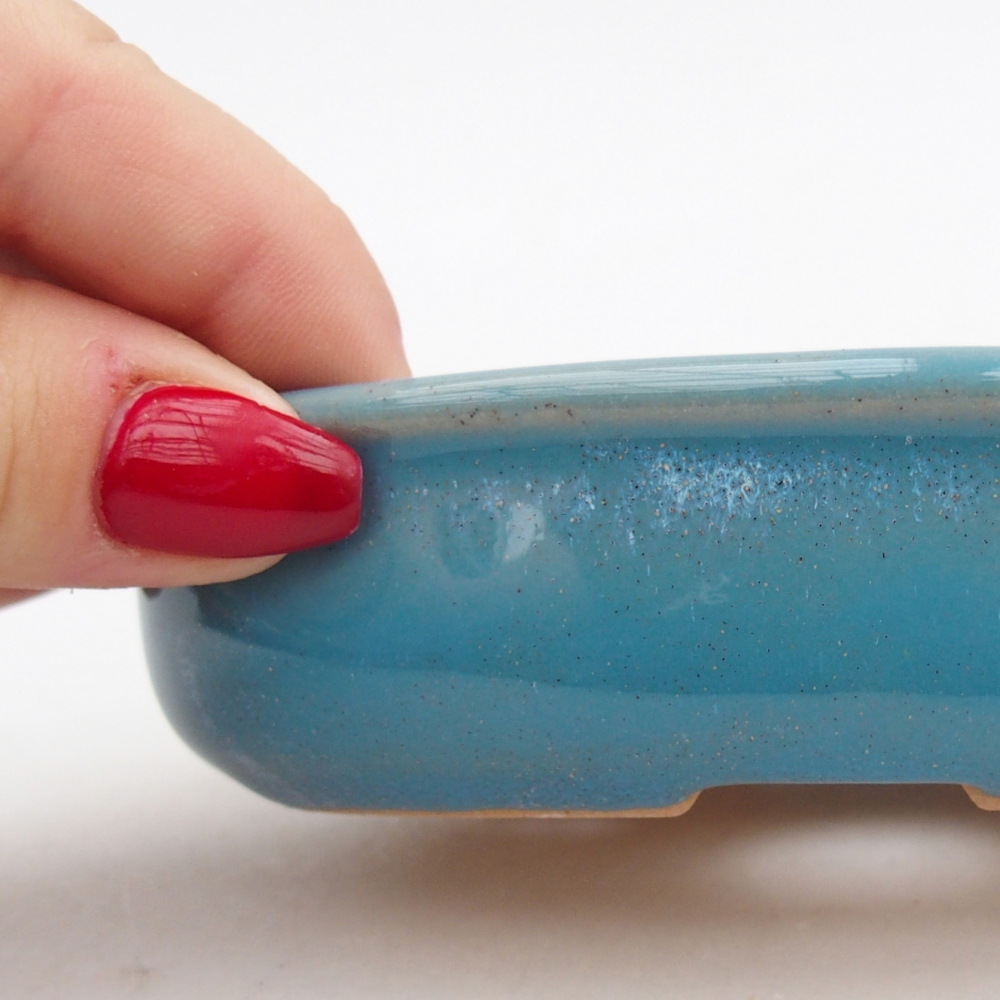 Ceramic bonsai bowl 12 x 8,5 x 3 cm, colour blue