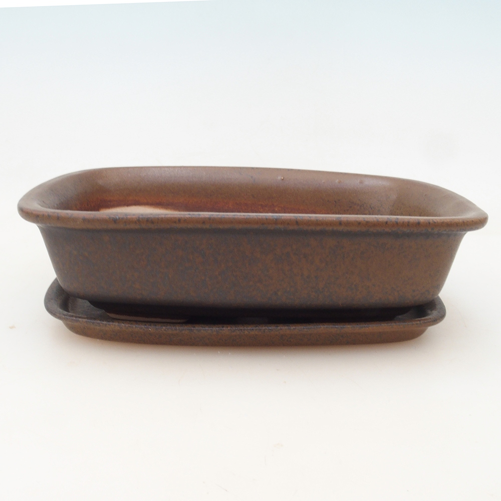 Bonsai bowl + saucer H02 - brown