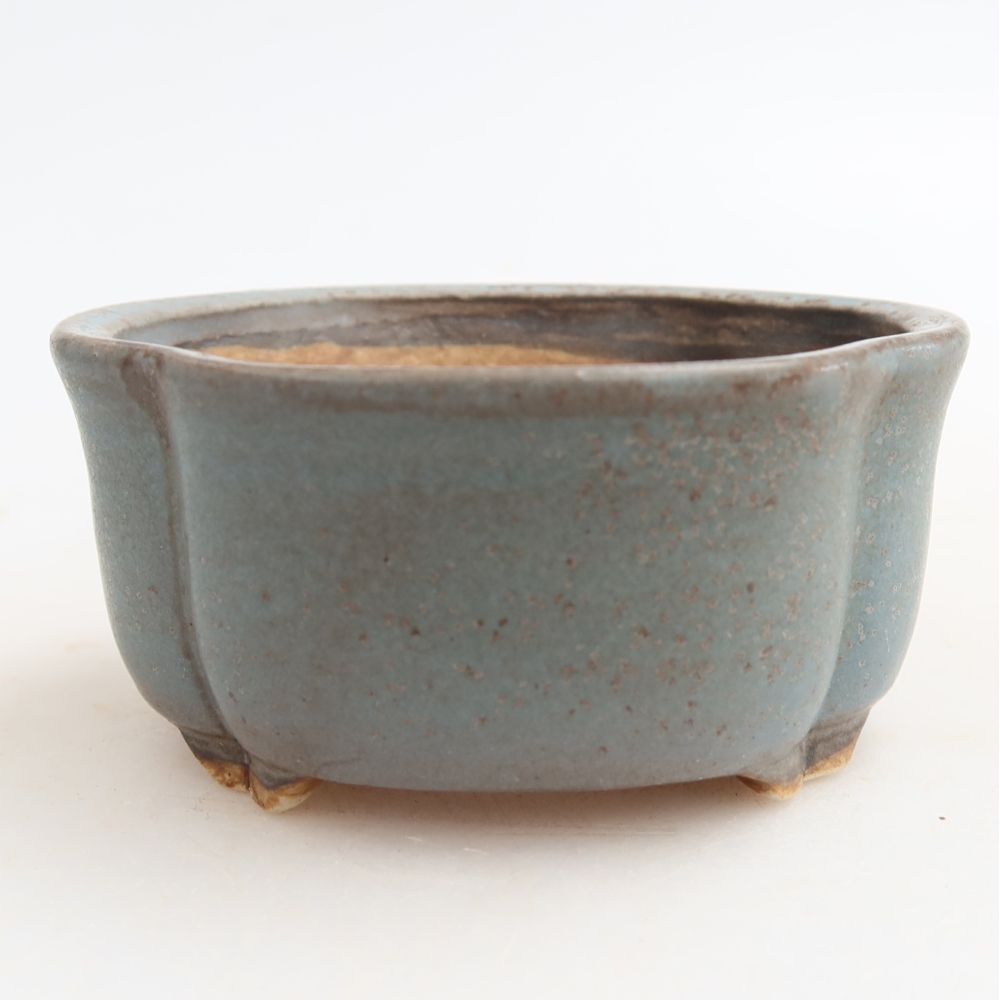 Ceramic bonsai pot, 8 x 7.5 x 3.5 cm, blue