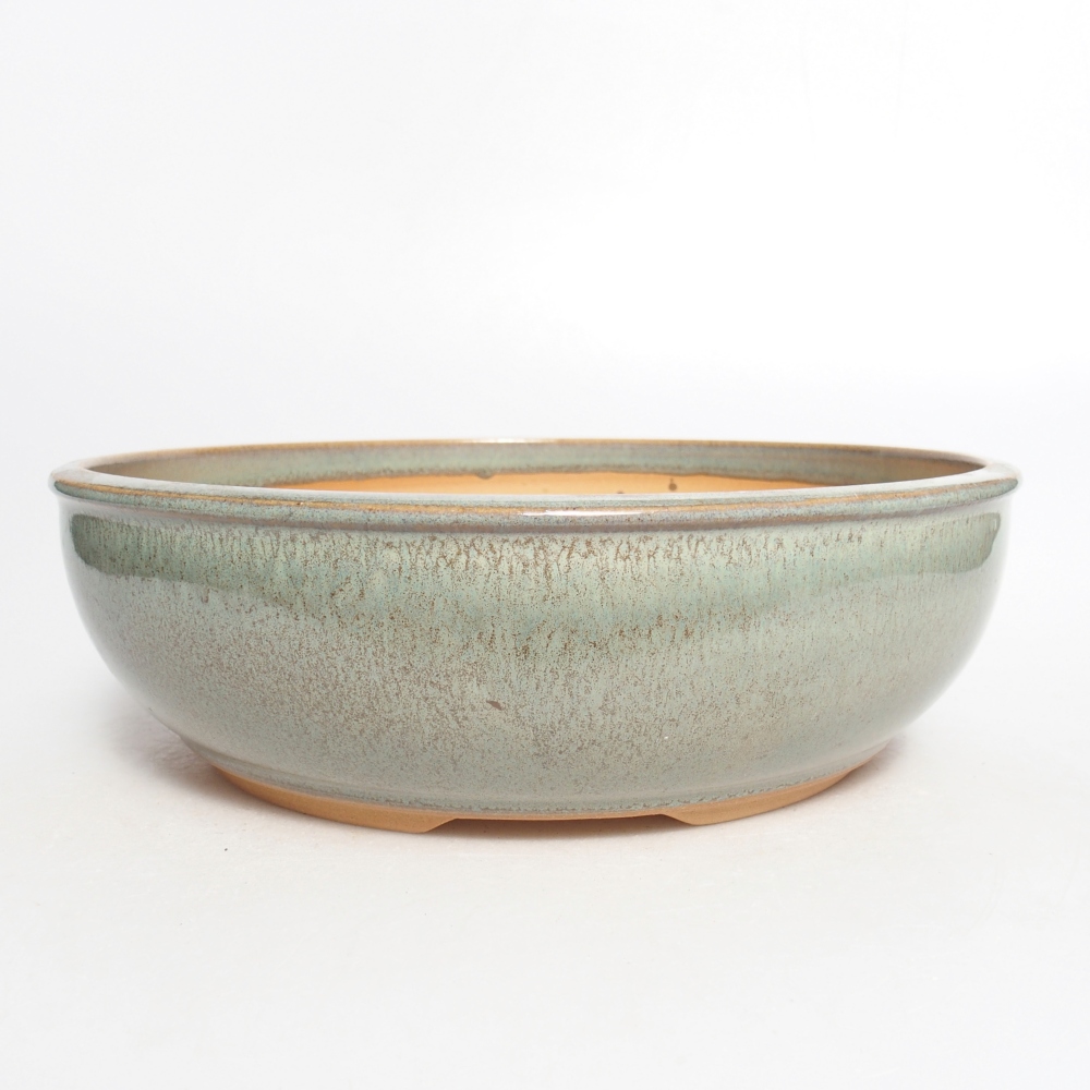 Ceramic bonsai bowl 22,5 x 22,5 x 7 cm, green