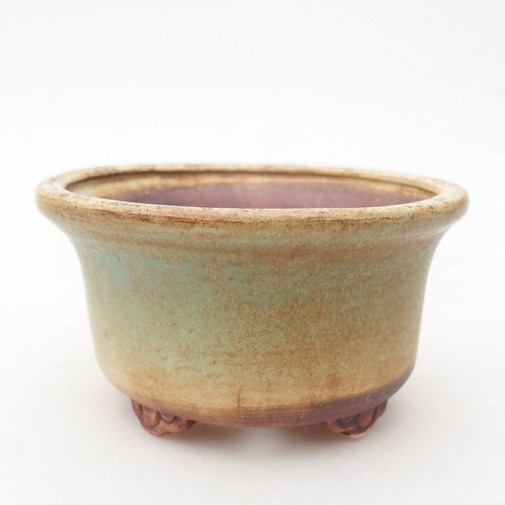 Ceramic bonsai bowl 9 x 9 x 3,5 cm, color green