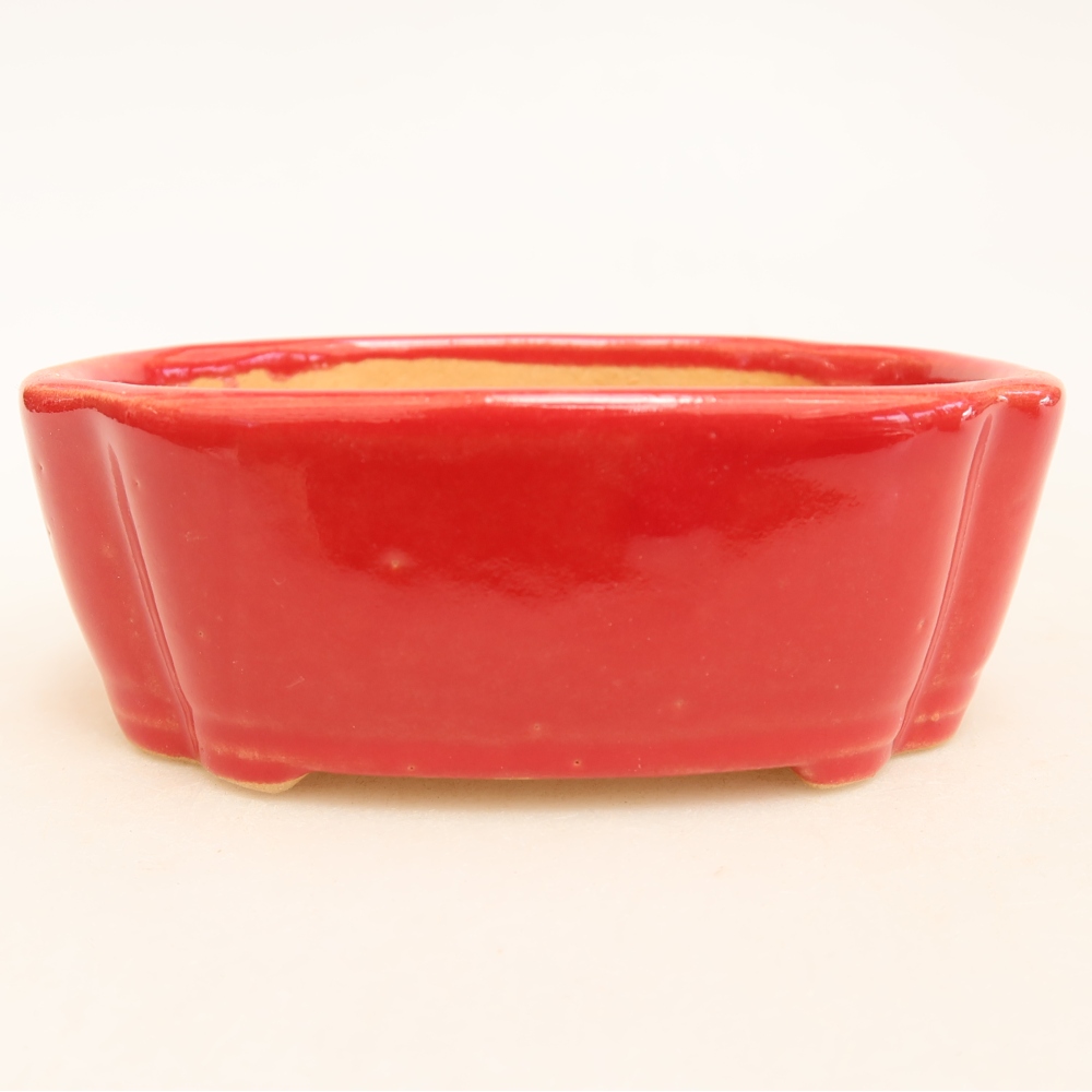 Ceramic bonsai pot, 10.5 x 8 x 4 cm, red