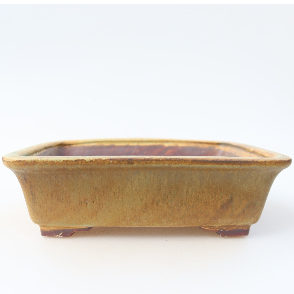 Ceramic bonsai pot, 17.5 x 14.5 x 5 cm, green