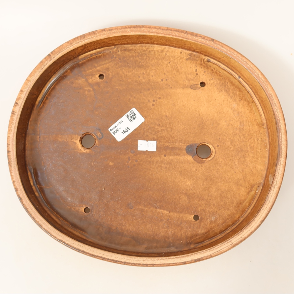 Ceramic bonsai pot, 30.5 x 26.5 x 4 cm, pink