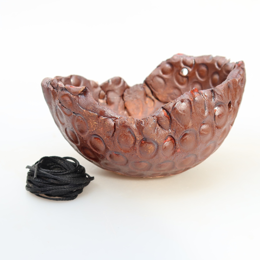 Ceramic Kokedama Pot, 13 x 12 x 7.5 cm, Brown
