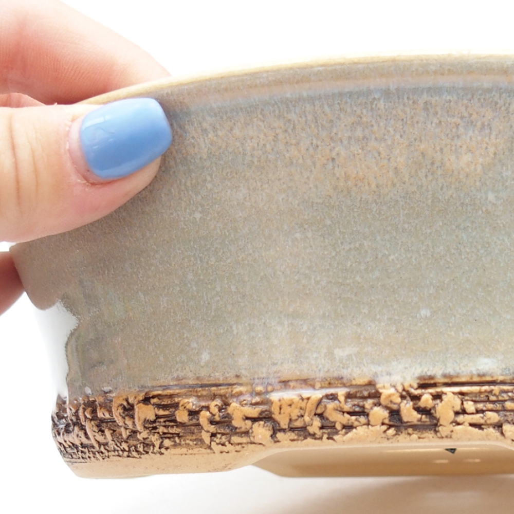 Ceramic bonsai pot 19 x 19 x 6 cm, green