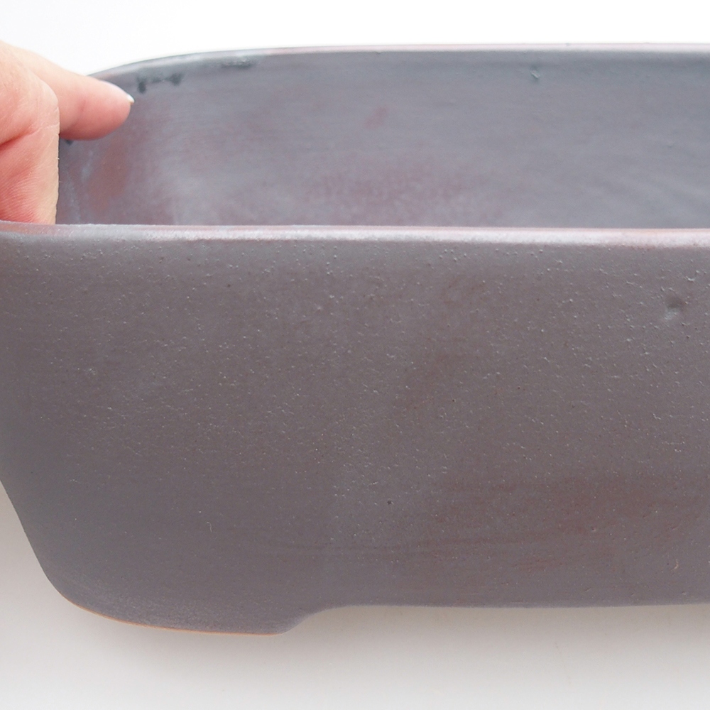 Ceramic bonsai bowl 23 x 17 x 7,5 cm, metal colour